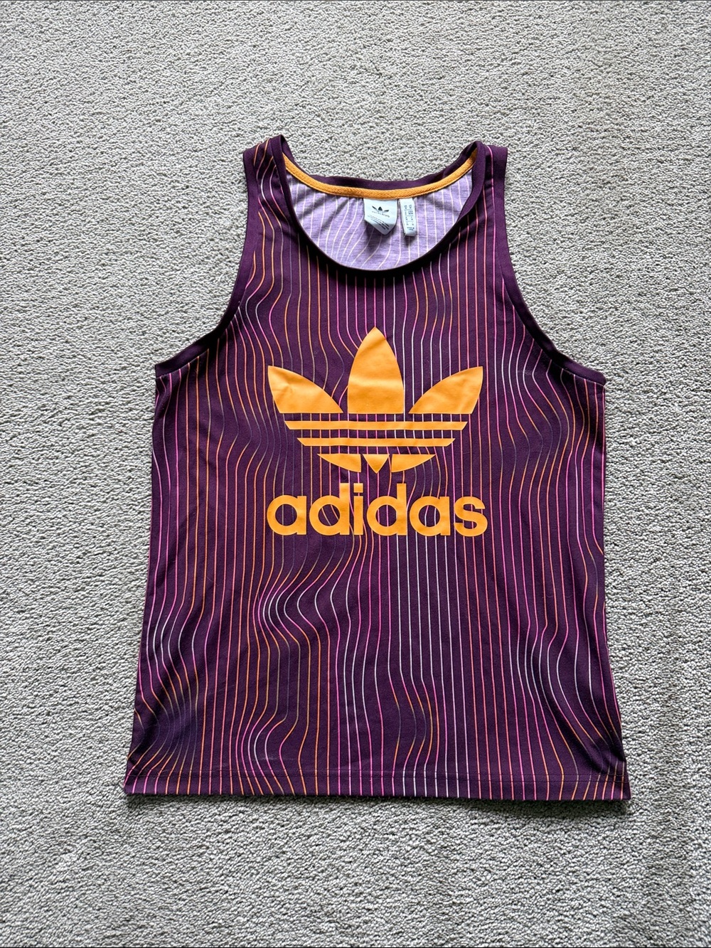 adidas Men's Purple & Orange Trefoil Tank